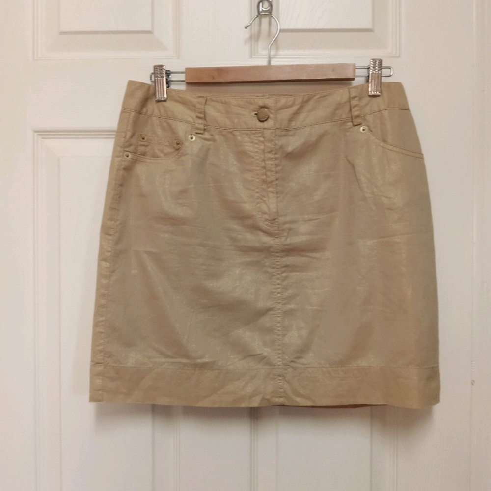 ISAAC MIZRAHI Shiny Gold Lined Skirt